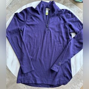 Smartwool Women’s Merino Wool Purple Quarter Zip Pullover Base Layer Top